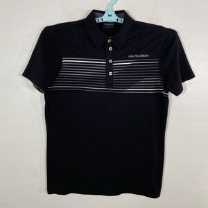 Galvin Green‎ Polo Shirt Mens Medium Black Golf Performance Stretch Striped